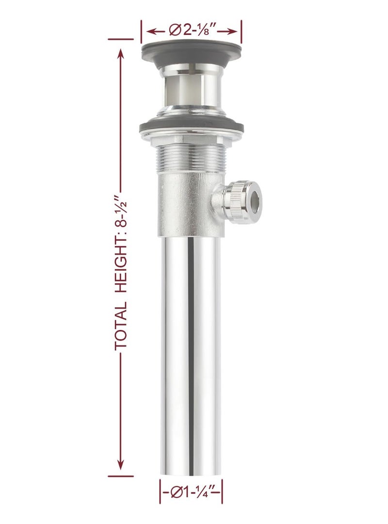 Purelux Bathroom Faucet Vanity Sink Metal Pop-Up Drain Stopper Assembly with Lift Rod and Overflow, Brushed Nickel Finish - Image 4